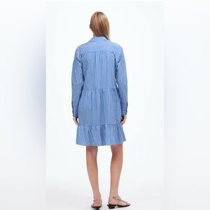 MADEWELL button down, tiered, striped mini dress with pockets